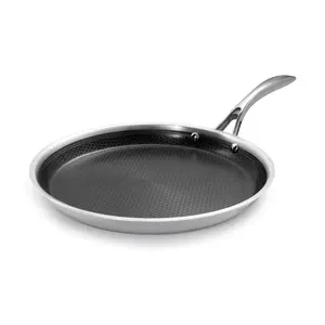 DELUXE Hybrid Nonstick Griddle Pan,12-Inch,Stay-Cool Handle,Dishwasher&Oven Safe,Induction-Ready