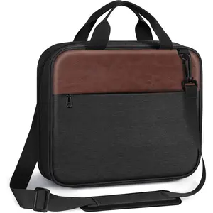 Extra Large Bible Cover, Carrying Book Case Church Bag Bible Protective with Detachable Shoulder Strap & Zippered Pocket, Gift for Men Women, Black & Brown