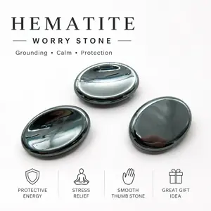 Hematite Worry Stone – Grounding, Focus & Energetic Protection