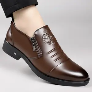 Men's Boots - Black Round Head Zippered Casual Shoes with Rubber Bottom and Cushioned Inner Cushion, Elegant Design for All Seasons Business, Leisure, and Formal wear
