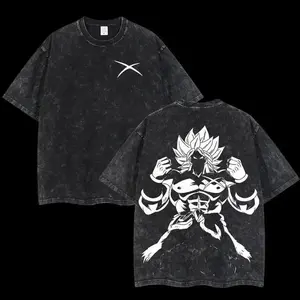 Retro Heavy Limited Broly "The Legendary Super Saiyan" - Dragon Ball Anime Double Printed Vintage Oversized Washed Tee Unisex Oversize Anime Manga Acid Washed Lightweight Cotton T-Shirt, Hoodies & Sweater Wash Gift For Anime Fan, Anime Lover