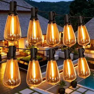 Outdoor String Lights, 100FT ST38 Bulbs Shatterproof Patio Lights, Waterproof Dimmable Outside Hanging Light, Connectable LED Outdoor Lights for Backyard, Porch, Party, Garden, Home Decor