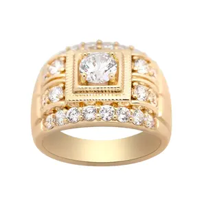 Mens Bold Pavé Statement Ring - 14K Gold-Plated