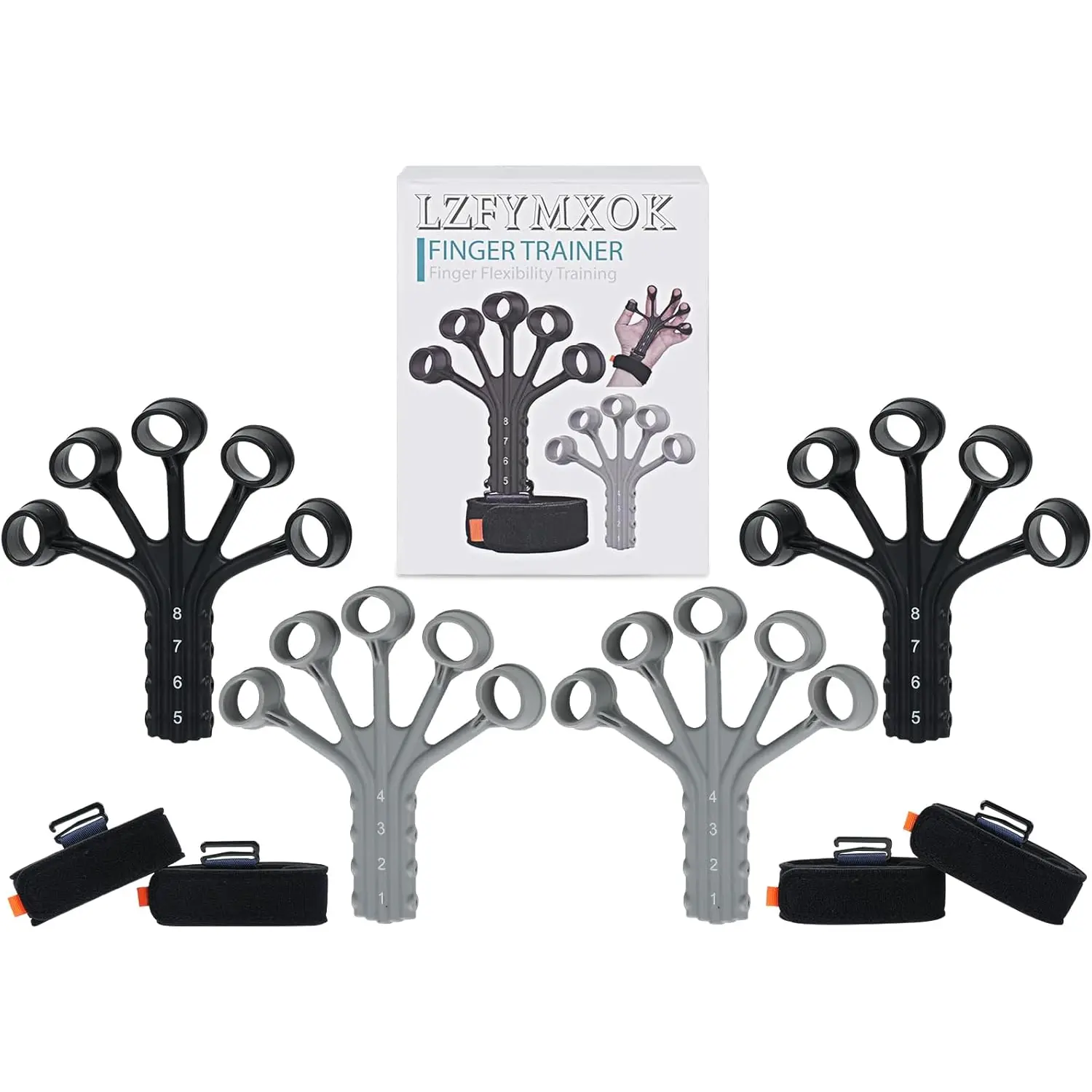 Grip Strength Trainer,Gripster, 4 Pcs Hand Gripper Strengthener, 8-Gear Strength Adjustment, Used to Exercise Finger Strength, Flexibility and Physical Recovery of Hands. LZFYMXOK