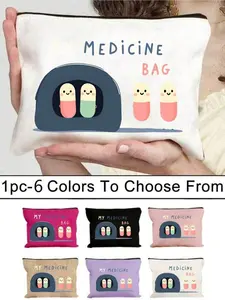 Mini portable medical bag with cartoon pill pattern, emergency medical bag, outdoor household medicine storage bag, emergency medical bag storage bag, travel emergency medicine bag