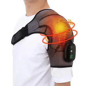 Cordless Heated Shoulder Brace, Shoulder Massager Heating Pads for Rotator Cuff Upper Arm Muscle Stress Relief 3 Heating and Vibrati Men Women Heated Wrap HEMUYOA