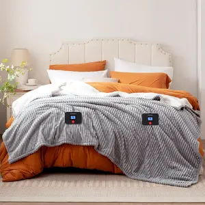 Size Electric Blanket, Flannel to Sherpa Reversible, Heated Blanket  with Dual Control 10 Heating Settings & 1-12 Hours Auto Shut Off, Machine Washable, (84" x 90", Light Grey)