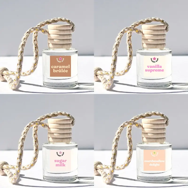 4 Pack Vanilla Girl Scents Car Fresheners Bundle Set - Caramel Brulee, Vanilla Supreme, Sugar Milk, Marshmallow Delight Scents