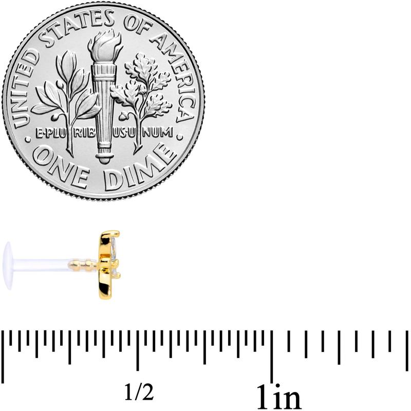 16 Gauge 5/16 Clear CZ Gem Gold Tone Heart Labret Tragus Set of 3