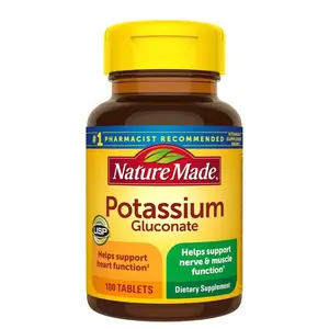 Nature Made Potassium Gluconate 550 mg – Heart & Nerve Health Support – 100 Tablets, 100-Day Supply