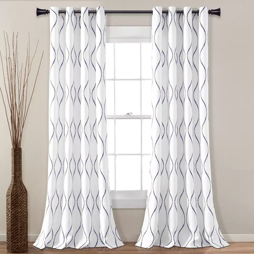 2pk 52"x84" Light Filtering Swirl Curtain Panels Navy - Lush Décor