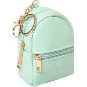 Mini Backpack Cute  Bag for Women, Creative Cute Pendant  Key-chains Keyrings PU Leather Makeup Bag Key Pocket Lipstick Bag Card Holder Data  Organizer Zipper Pouch (Green)