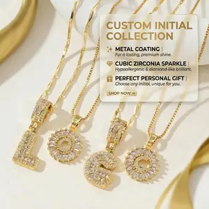 Trending Iced Out A-Z Initial Letter Pendant Necklace Set with Full CZ Round Charm Combo Chain Bling for Men and Women Birthday Gifts mariner studs for prom curb accessories adults