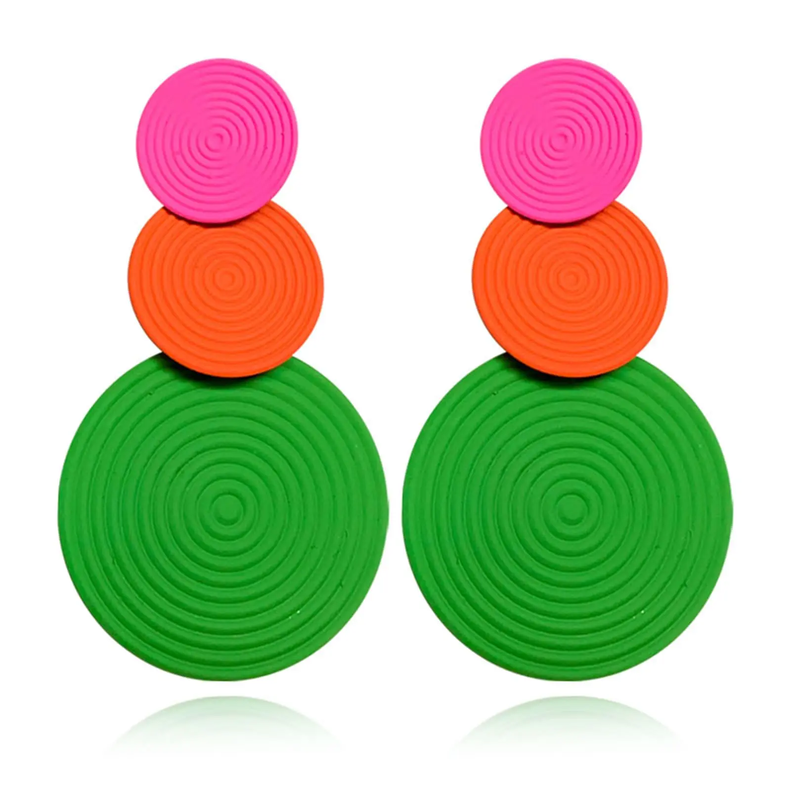 Retro 80s Neon Earrings Round Disc Dangle Drop For Women Lightweight Bohemia Statement Geometric Earring Fashion Accessories Costume Party