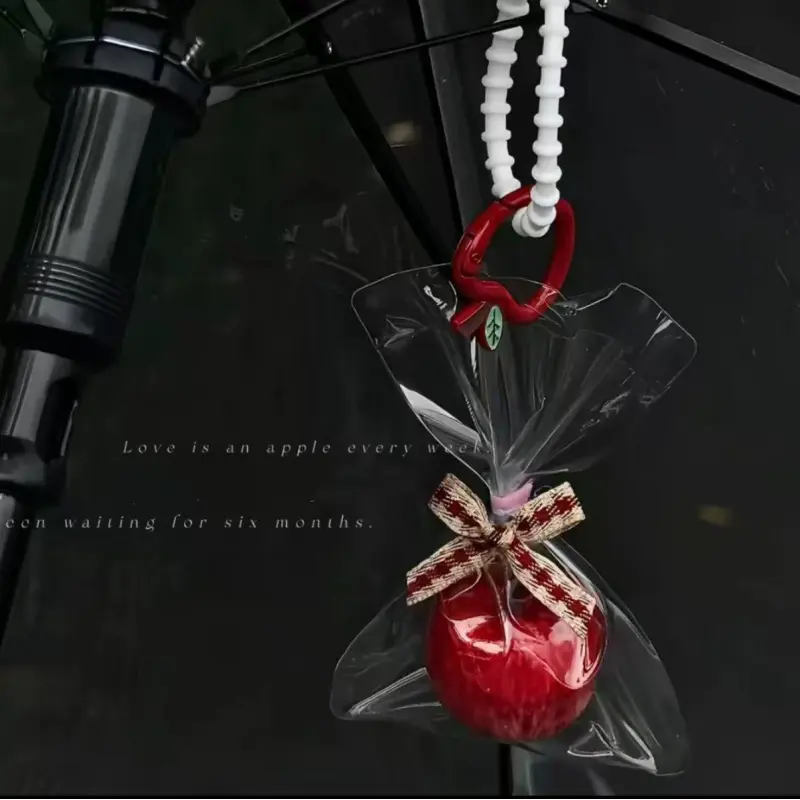 2pcs Cute Xmas Mini Apple Keychain Pendant Realistic Red Green Charm Plaid Bow Creative Bag Decor Gift for Loved Ones gifts  girlfriend