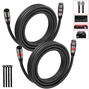 XLR Cable 2 Packs,Heavy Duty Microphone Cable with 3-Pin Male to Female Microphone Cord Connector Compatible with Microphones,Mixer,Speaker Systems