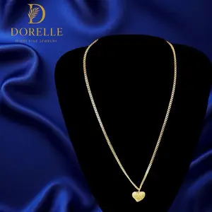 Dorelle Gold Chain & Heart Pendant - Minimalist Elegance for Everyday Wear - Simple & Clean Aesthetic - Basic Accessories for Women
