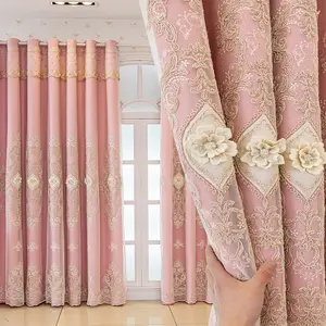 Floral Embroidery Door Curtain, 1 Count Exquisite Double Layer Curtain, Heat Insulation Window Curtain for Living Room & Bedroom, Home Decor