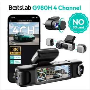 【FathersDayGift】Botslab 3K 4 Channel Dash Cam with 3.18” Touch Screen, 24/7 Parking Mode, Built-in GPS, 5.8G WiFi, Night Vision, Voice Control,No Card, Rear Camera Monitor Touchscreen Dash Cam Hd Automotive Dashcam