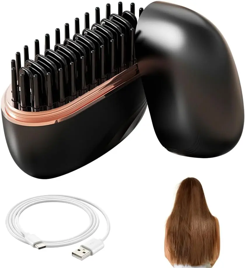Mini Hair Straightener,Rechargeable Wireless Portable Hair Straightener Brush,3-Speed Temperature Control,Mini Hair Straightener for Women,Idea for Home Travel