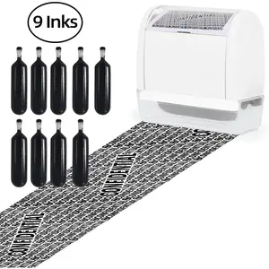 Identity Theft Protection Roller Stamp with Refill Ink, Confidential Privacy Information Address Blocker, White 9 Pack Refillable Ink