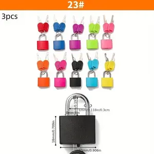 3-Pack Metal Locks for Luggage and Backpack Keys, Ideal for School, Gym, Travel, Compact and Portable, Multi-Color Mini Locks, Lock for Gym Locker