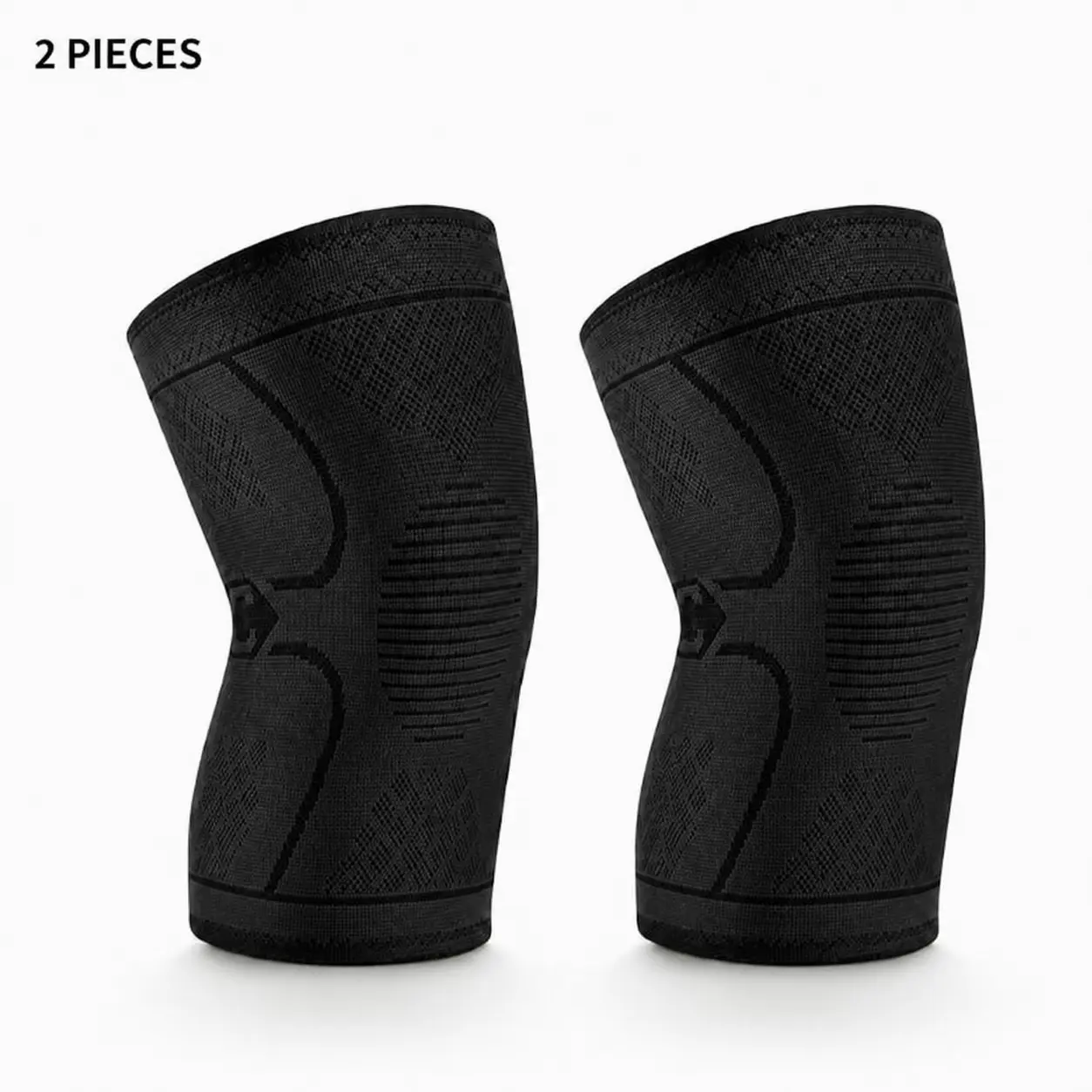 Knee Brace,2pack Knee Compression Sleeve for Men and Women, Knee Support for Running, Workout, Gym, Hiking, Sports (Black)