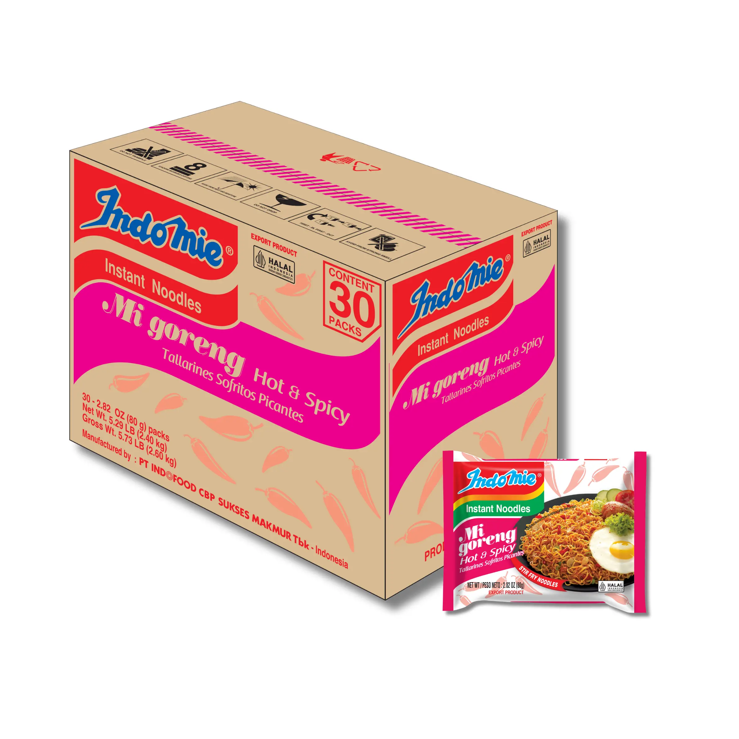 Official Indomie Hot & Spicy Instant Noodles - 30 pack