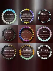 Elastic Beaded Jewelry Set for Women, Perfect Valentine Gift for Mom, Holiday & Daily Wear Accessories, Handmade Couple Fashion, Beaded Bracelet