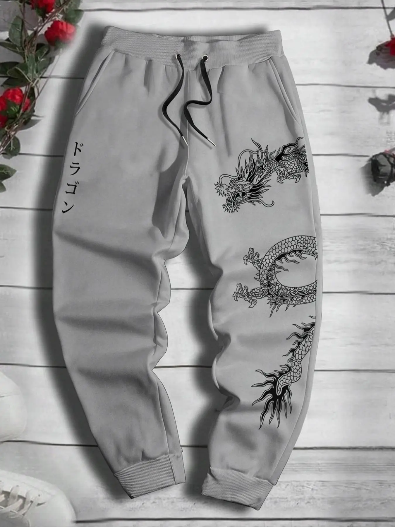 Men's Dragon Print Drawstring Waist, Drawstring Waisted Sweatpants, Casual Street Style Comfy Regular Fit Jogger Pants for Daily Wear, Men's Casual Trousers for All Seasons, Casual Lounge Pants