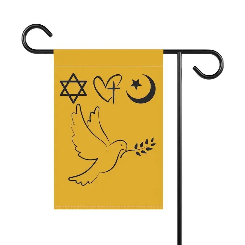 Palestine Interfaith Dove Flag: Yellow Peace Banner, Anti-War Yard Decor