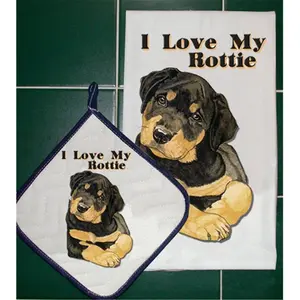 Pipsqueak Productions  Rottweiler Dish Towel And Pot Holder Set