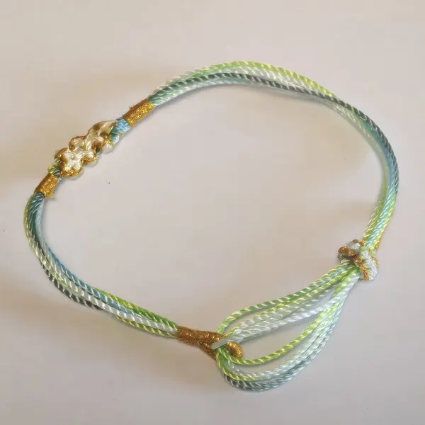 Light Green Peach Knot Rope Bracelet luck