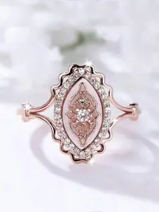 Women's ring, Fashion promise ring, Elegant ring, in a French fashionable style, features hollow lace-carved design and polishing process, suitable for daily commuting or dating, showing elegance for young women pursuing refinement