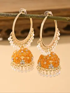 Women's Vintage Style Hoop Earrings with Faux Pearl Dangle, Zinc Alloy Jewelry, Traditional Pakistani Jhumka, Ideal Gift Choice, Exquisite Jewelry Gift, Jewelry Accessories