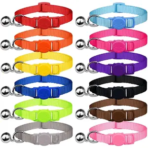 12 PCS Breakaway Cat Collars with Bell Colorful Soft Safety Buckle Cat Collars Adjustable Breakaway Kitten Collars Safety Collars for Cats cataccessories