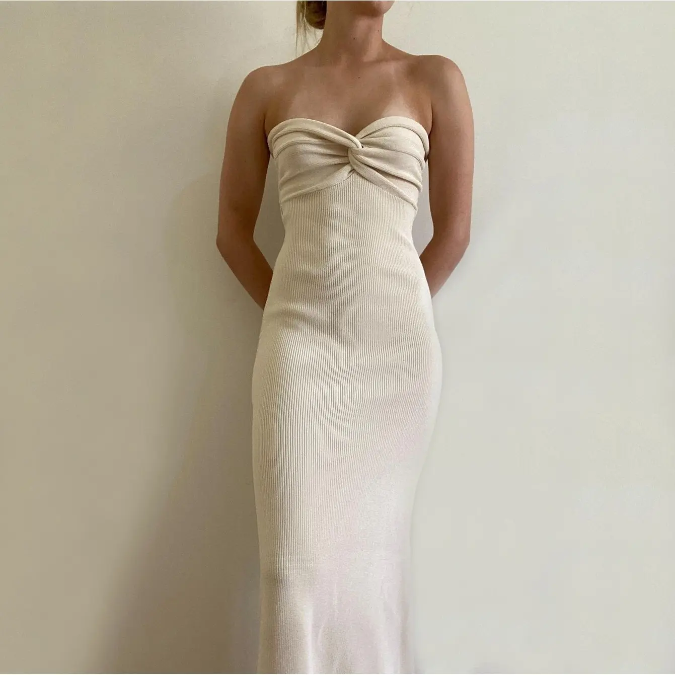 Hot girl ins spring-summer new knitted twisted fashion sexy woolen dress