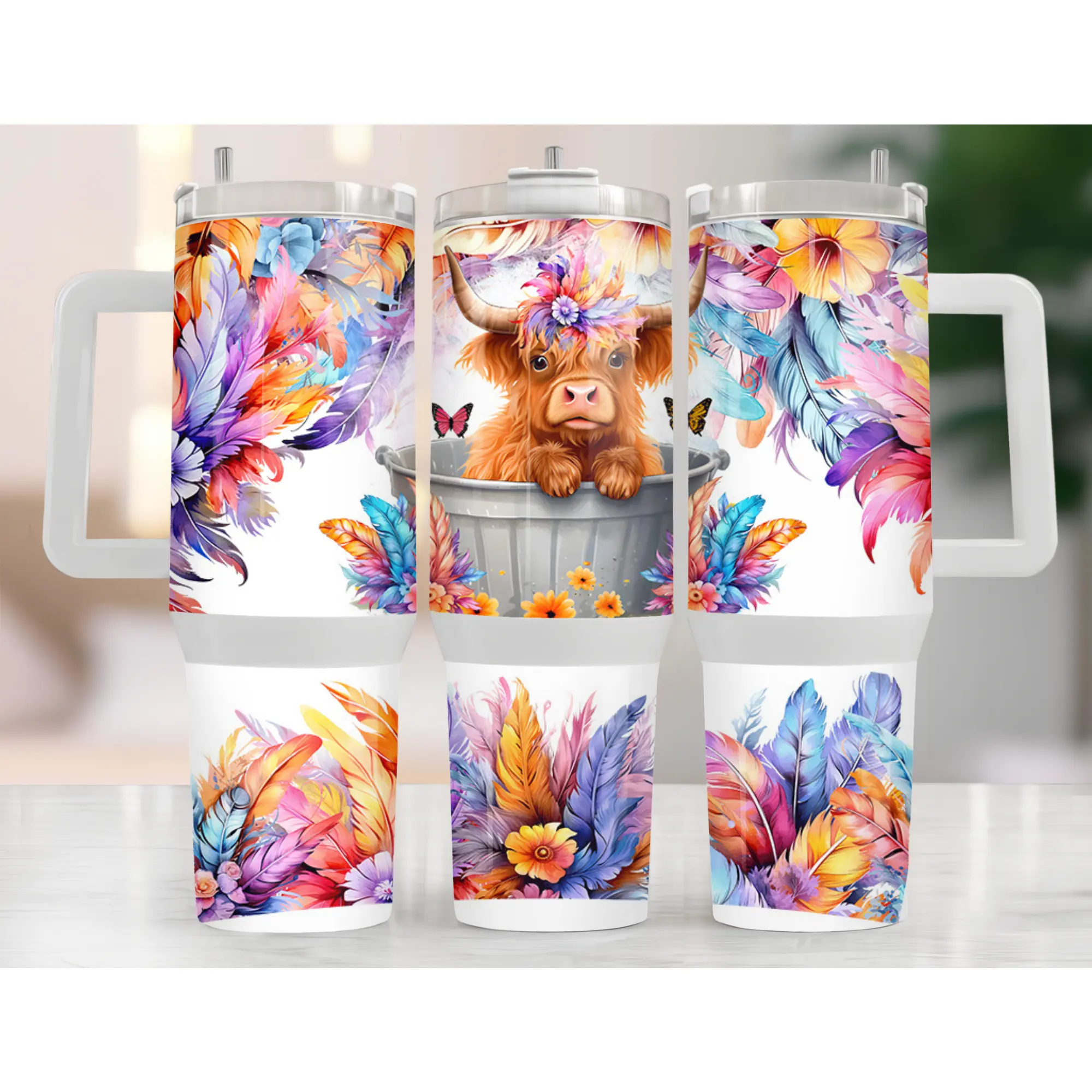 UVDTF 40 oz Cup Wrap Highland Cow 3022