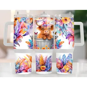UVDTF 40 oz Cup Wrap Highland Cow 3022 UVDTF 40 oz Cup Wrap Highland Cow 3022