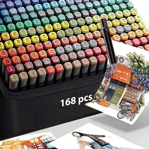 262 168 120 Alcohol Based Marker Set for Artists Rich Color Palette Excellent Blending Fast Dry Waterproof Perfect for Halloween Christmas New Year Gifts Fine Art Design Illustration Painting Pen