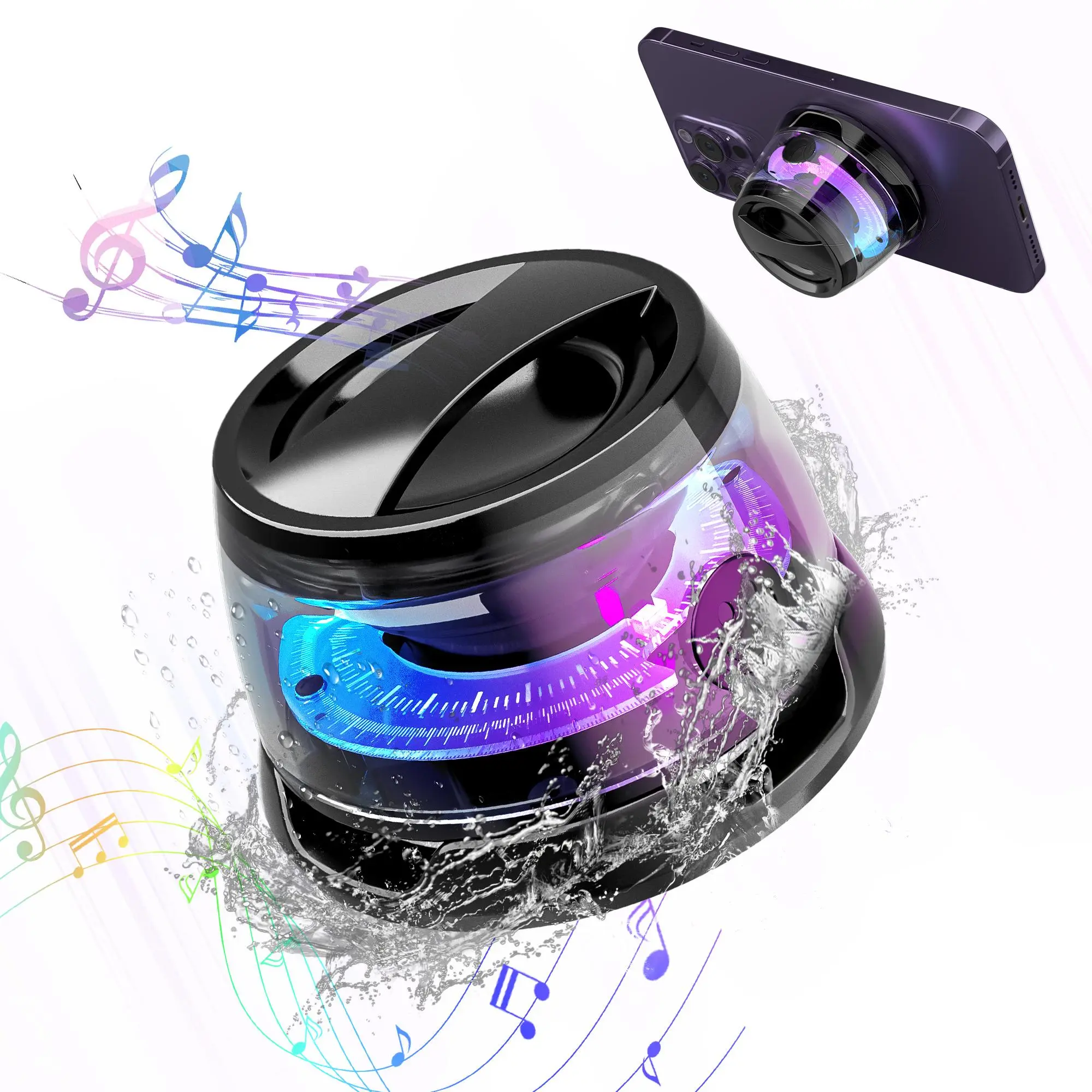Wireless Speaker, Mini Wireless Bluetooth-compatible Speaker, Magnetic Speaker Wireless Phone Stand, Portable Surround Sound Speaker for Home, Travel Use, Compact Portable Audio