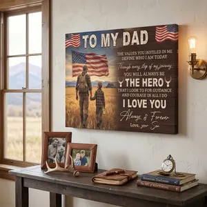 Premium Father and Son Wall Art Decor | "To My Dad" Quote Canvas Print | Best Birthday Present, Holiday Gift, and Father's Day Idea for the Greatest Dad | Office & Home Decor