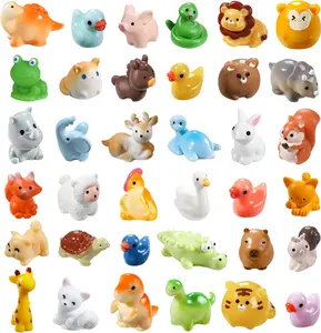 Summer Gift 40pcs Mini Resin Animal 40 Styles Tiny Resin Animals Miniature Little Small Animal Figures Bulk for Micro Fairy Garden Landscape Accessories Dollhouse Hide Crafts Decor Aquarium Toys