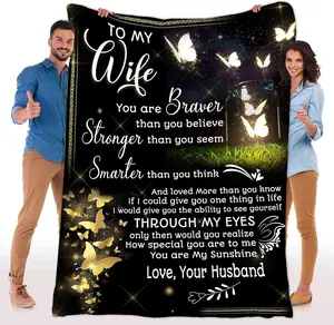 to My Wife Blanket, Best Gift for Your Life Partner with Quotes, Gift for Wife, Valentine's Day Gifts, Birthday Gift, for Wife, Supersoft and Cozy Blanket (60" X 80") (BK4142NC)