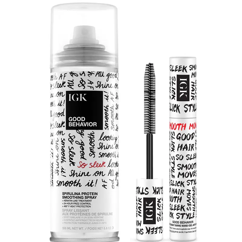 IGK Smooth Talkers - Hair Good Behavior Smoothing Spray & Wax-Free Frizz Control Wand Set - 24-Hour Frizz Defense & Soft Touchable Finish