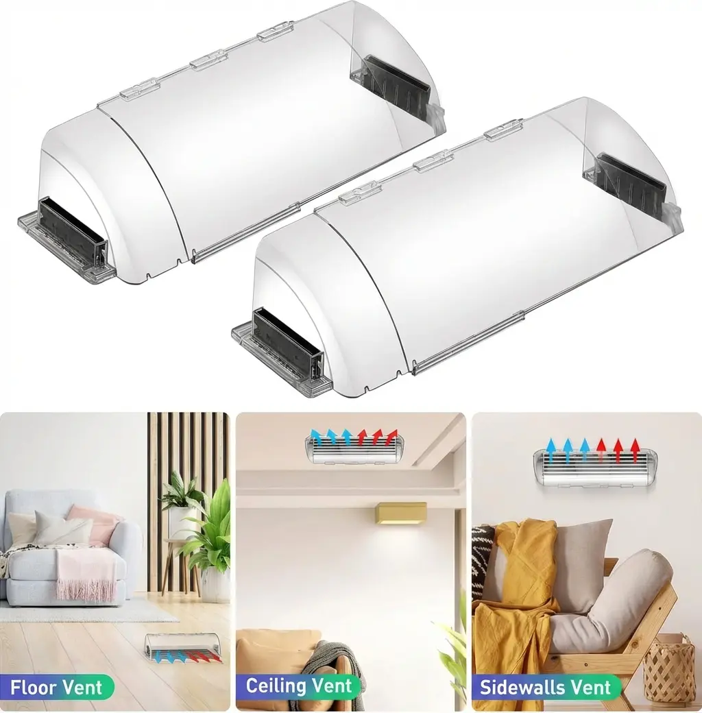 2 Pack Adjustable Vent Deflector 9"-15.5" – Large Magnets Floor Register Cover for AC, Wall & Ceiling Vents