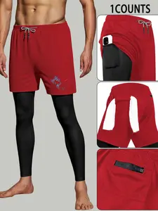 Men's Quick-Dry Sports Pants, Athletic Stretchable, Full-Length Elastic Waistband, No Zip Design, Fitness Running Training Tight Fit, Multiple Colors Available, Athletic Running Pants