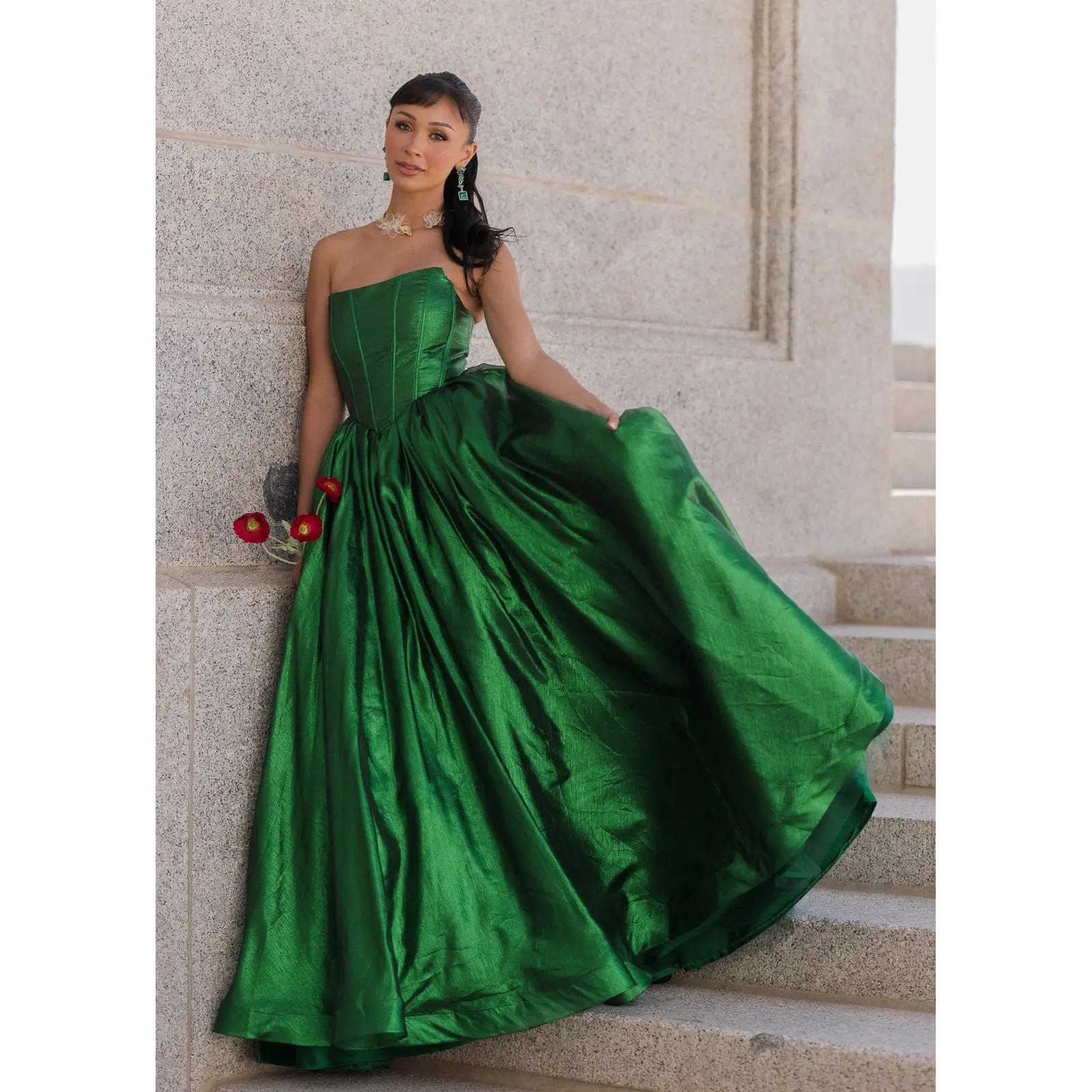 Emerald Strapless Corset Princess Waistline Formal Dress - Green - TikTok  Shop