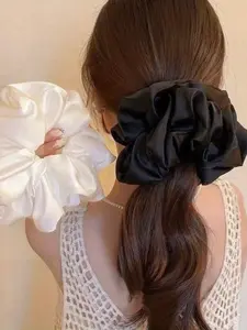 Large Satin Hair Tie, Soft Non-Irritating, French Casual Style, Perfect for Braiding and Twisting, Ponytail Hairstyle, 1pc Durable Elastic Band