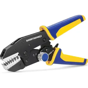 Quick Change Jaws Crimping Tool for Ferrule Terminals AWG 24-8 Ratcheting Wire Crimper & Terminals - H2